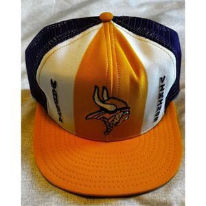 Minnesota Vikings Vintage AJD Lucky Stripes Mesh Snap Trucker Hat Cap